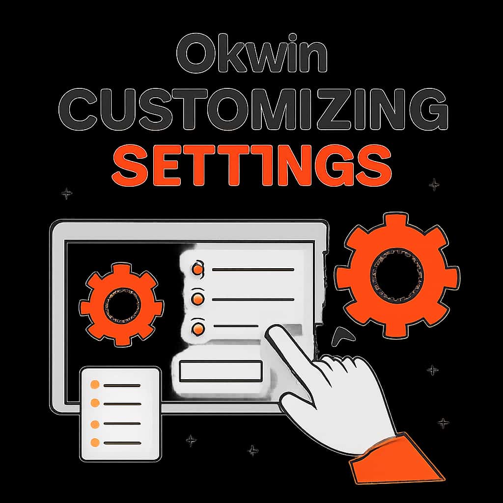 An educational diagram showcasing how to customize Okwin settings.