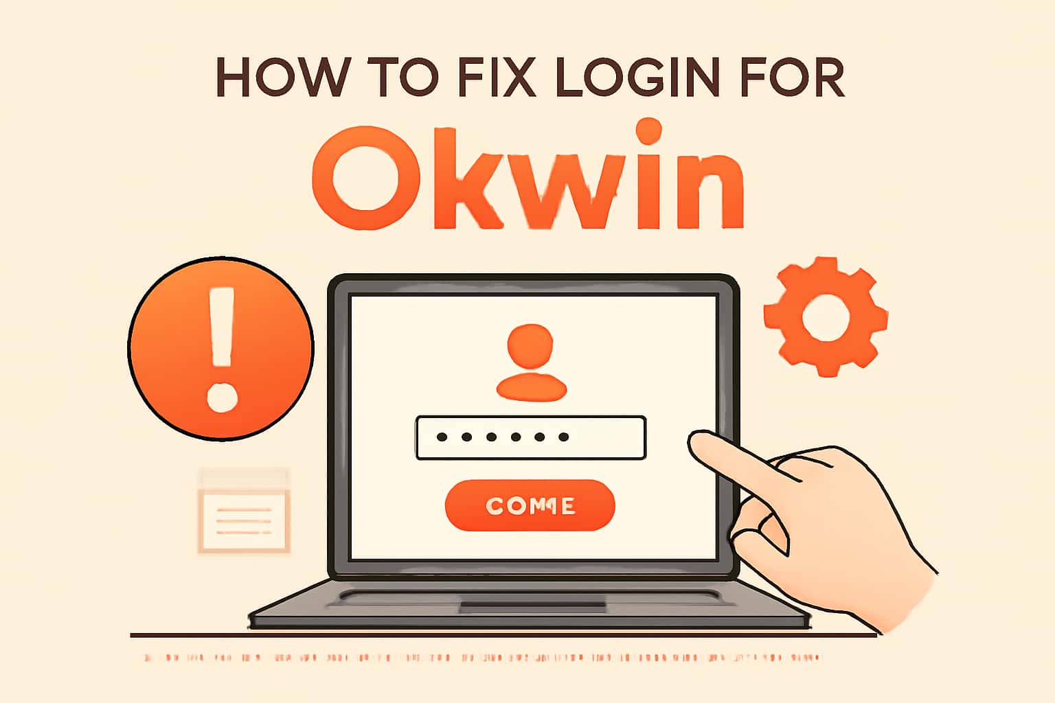 An informative visual representation related to fixing login issues on the Okwin platform.