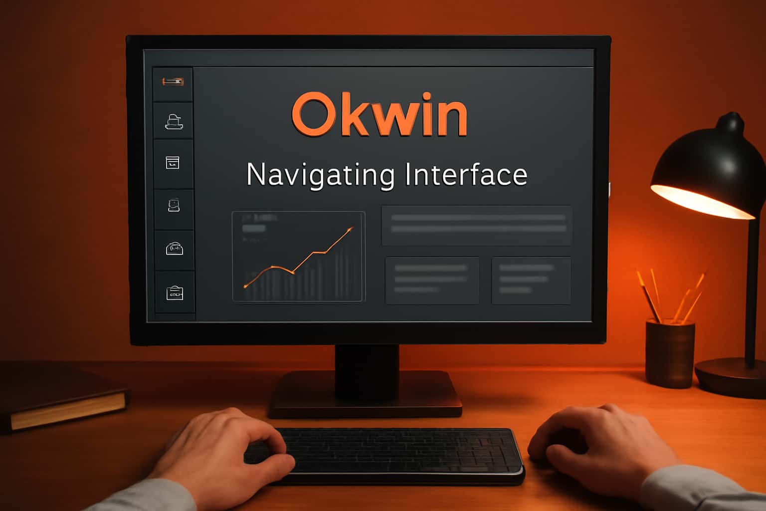 Visual representation of the Okwin interface with highlighted features.