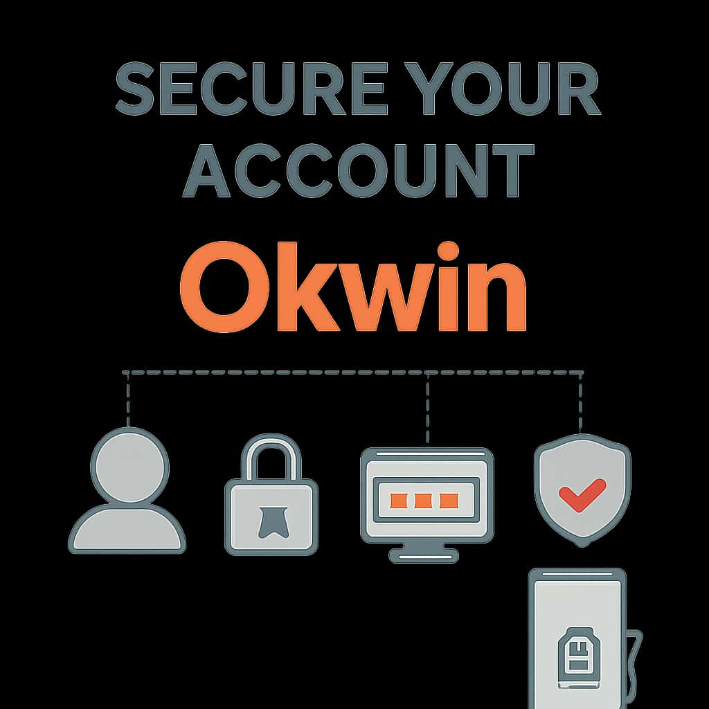 An illustration showing steps to secure your Okwin account.