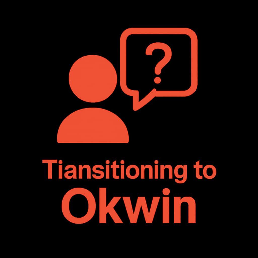A badge symbolizing support for transitioning to Okwin.